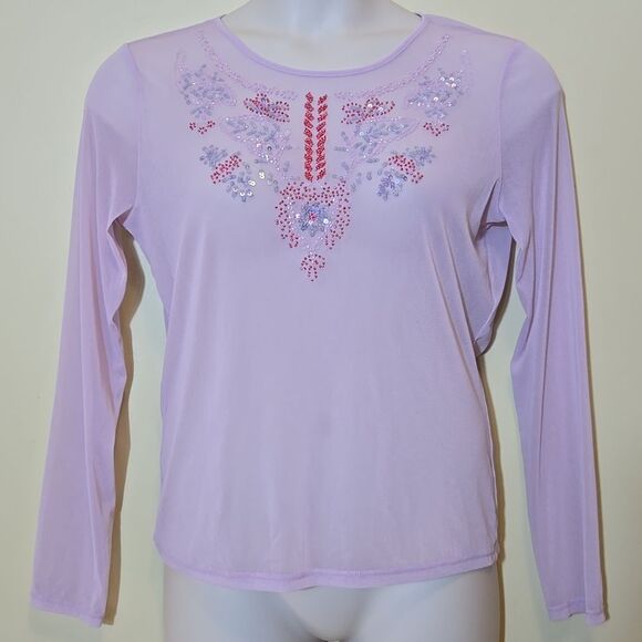 The Limited Sheer Y2K Nylon Top Large Beaded Sequin Fairy Soft Girl Feminine - Picture 10 of 10